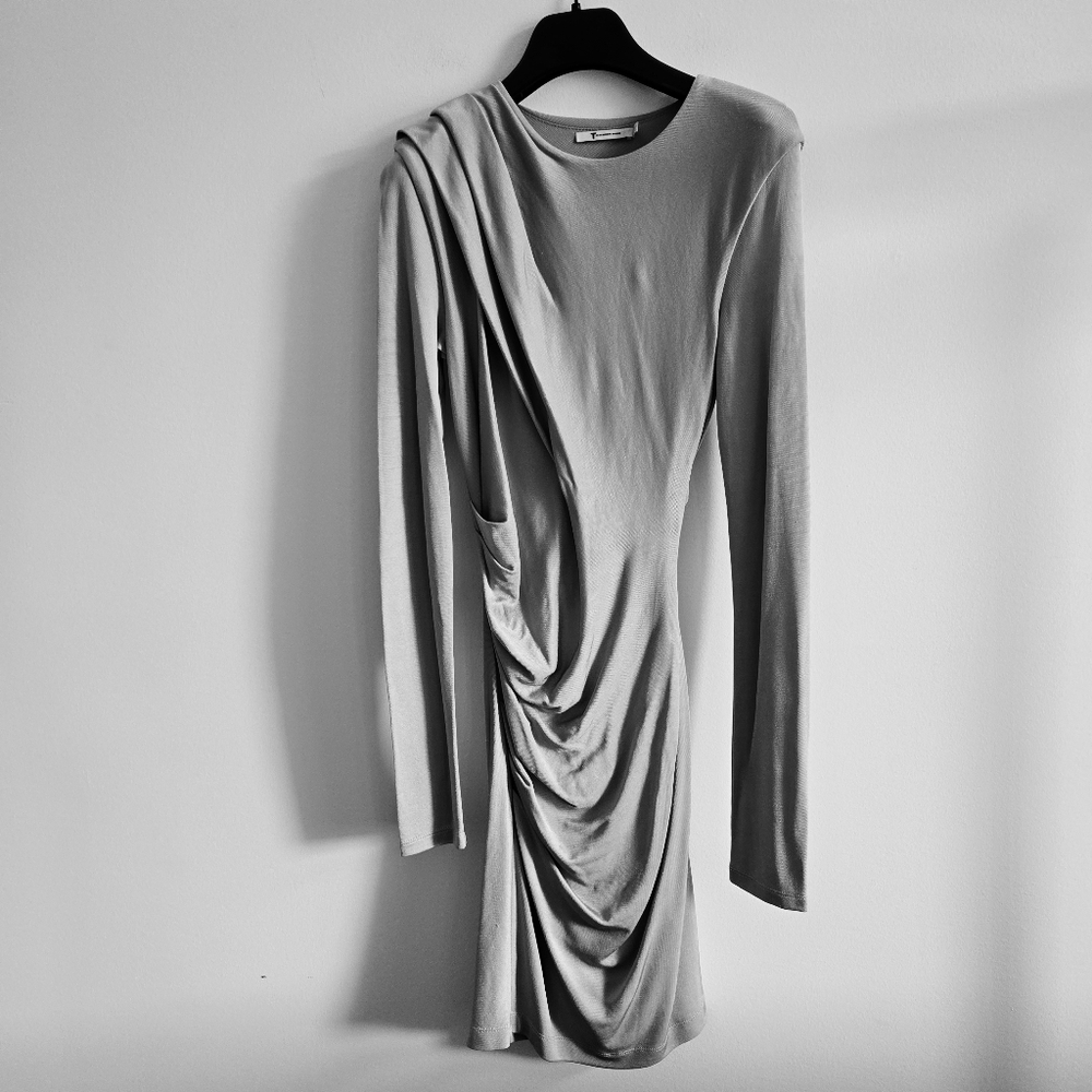 T by ALEXANDER WANG | S Draped Bodycon Mini Dress | silver